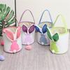 Glowing Rabbit Ears Easter Bunny Tote Bag Soft Bucket Tote Bag Candy Gift Storage Bag Easter Decorations Party Supplies