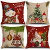 Cartoon Santa Claus Pillow Case Snowman New Year Holiday Cushion Sofa Pillow Case
