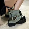 Women Punk Boots Buckle Design Shoes Chunky Motorcycle Boot Cool Street Y2K Platform Ankle Round Head Casual Outdoor Shoe Female