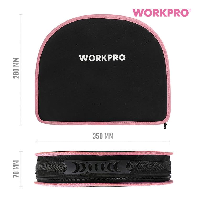WORKPRO Домашний набор инструментов WP206818 Стартовый набор для DIY со всеми инструментами, которые вам нужны для базового ремонта и обслуживания 103 предмета (розовый) - - задачи.