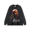 Vintage American Basketball Star Print Washed Distressed Oversized Cotton Long Sleeve Tee Unisex Streetwear