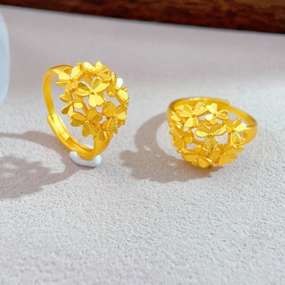 Ancient Peony Rhinestone Rings Gold Plated Gold Jewelry Accessories  Engagement