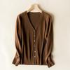 Spring & Autumn Women's V-Neck Knit Cardigan - Long Sleeve Short Sweater Jacket