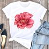 (Asian Size) Tee Top Woman Cute Printing Flower Female Short Sleeve Clothing Print Fashion Graphic T-shirts Women T Shirt