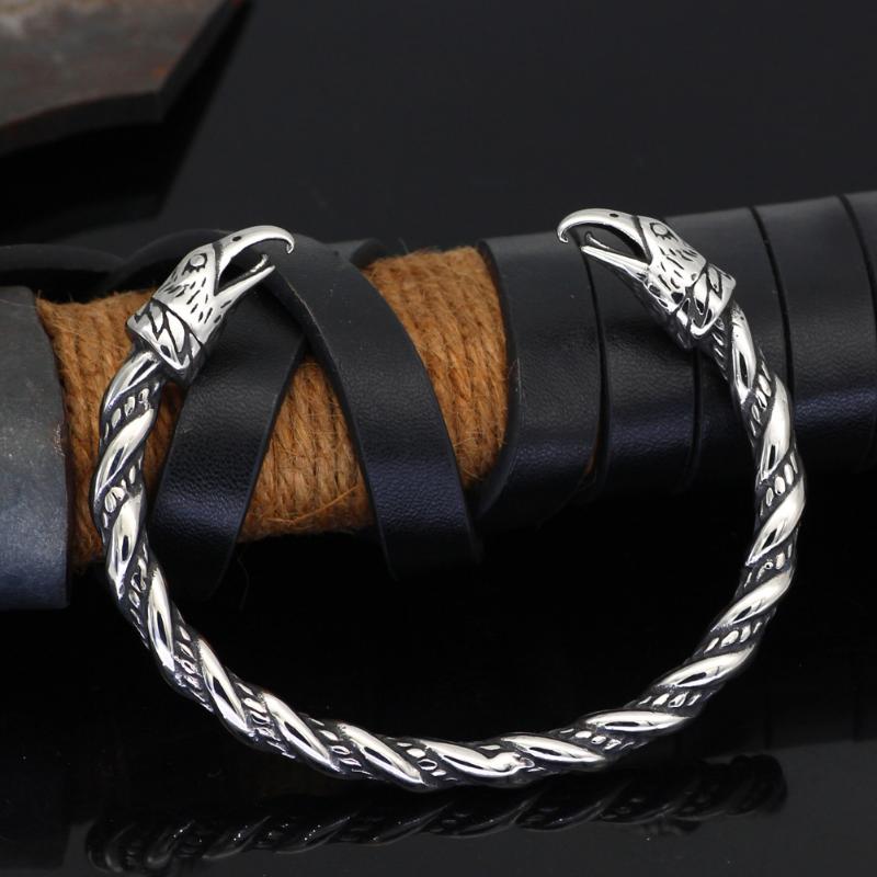 1 шт., мужской винтажный браслет в стиле скандинавского викинга с головой вороны, мужские и женские вечерние ювелирные изделия, браслет