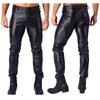 Mens PU Leather Biker Pants Gothic Stretch Fit Halloween Club Party Attire