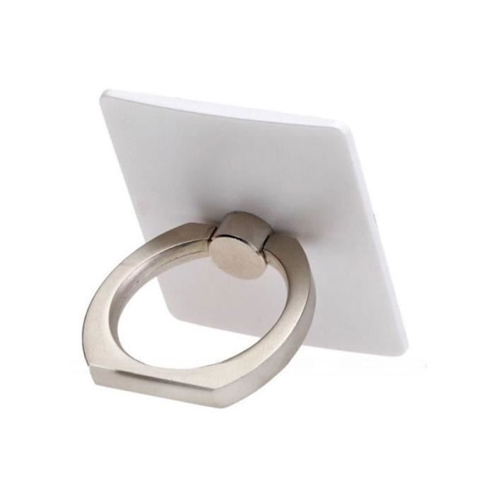 Support smartphone - SHOP-STORY - Bague anneau pivotant 360° - Blanc nacré - Compatible multi-appareils
