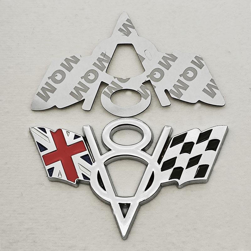 3D Metal V8 Engine Badge Cross Flag Car Emblem Front Grille Decal Trunk Sticker Universal Auto Styling Accessories