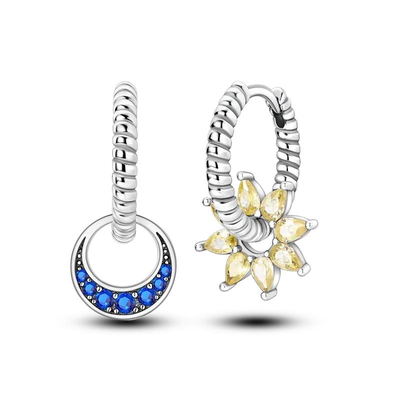 Серьги-кольца из серебра 925 пробы 'Любовь Перо Луна Звезда Сердце', подходят для оригинальных подвесок, для женщин и девочек, гвоздики, ювелирные изделия, подарки
