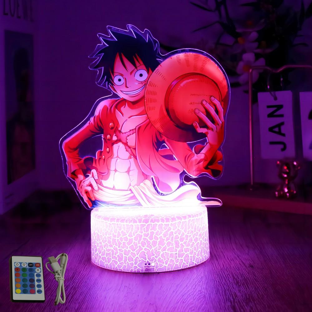 Аниме Фигурки Новая 3D Лампа 16см One Piece Луффи Зоро Умный Сенсорный Светодиодный Ночник Домашний Декор Комната Детский День Рождения Модель Игрушки Подарки