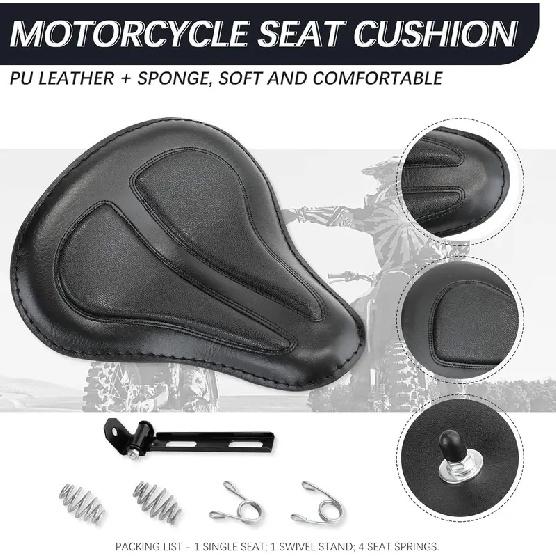 Черная Пружинная Подушка Сиденья для Мотоцикла Solo Seat Совместимая с Harley Sportster XL1200 48 Bobber Street Chopper Honda Rebel