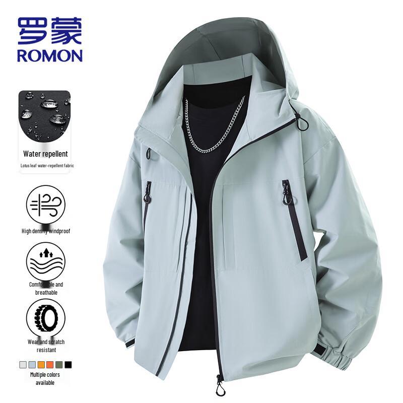 ROMON Men's Business Casual Hooded Jacket