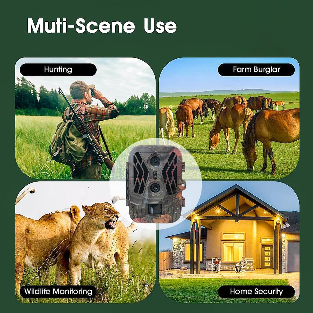 Hc-950a Охотничья камера с двумя объективами 50MP + 4K Hd Pos и ​​видео Инфракрасная камера ночного видения для наблюдения за дикой природой Мини-камера