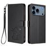 Чехол-кошелек WEFOR для iPhone 17/Air/16/16e/15 Pro Max 16 Plus, Милый котик, тиснение, книжка, с держателем для карт и ремешком на запястье