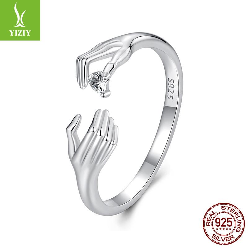 925 Sterling Silver Open Love Passing Ring Female, Simple Modern Fashion Design Amazon