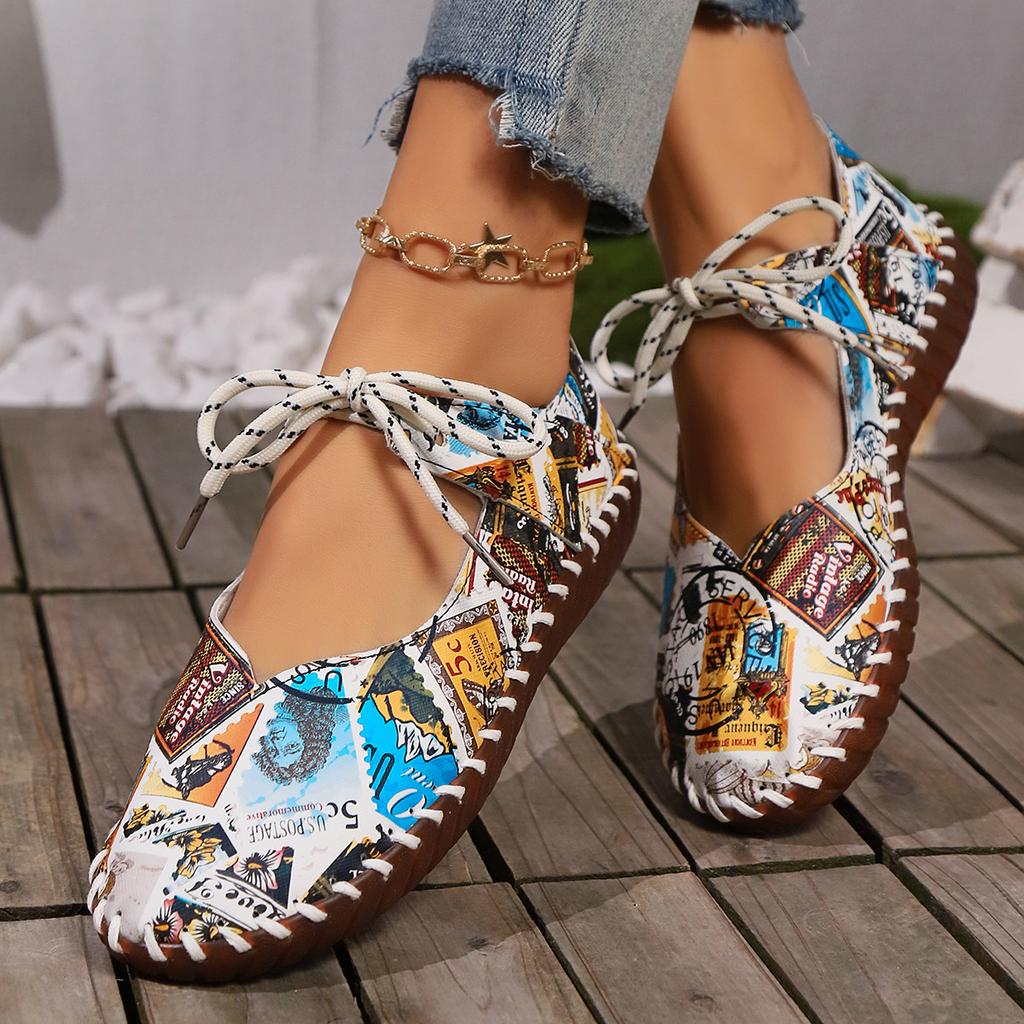 Large Size Handmade Soft Sole Casual Single Shoes for Women 2024 New Stone Pattern Casual Work Mom Shoes Soft Sole Women's Shoes