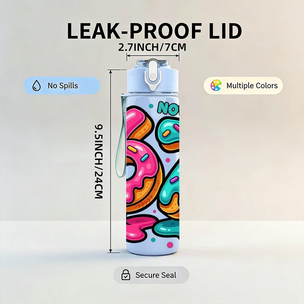 1PC Sixty Seven Bright Pop Graffiti Number Art 750ml Color Plastic Sports Water Bottle Leakproof Flip Straw Lid Suitable for Sports Office Home Use