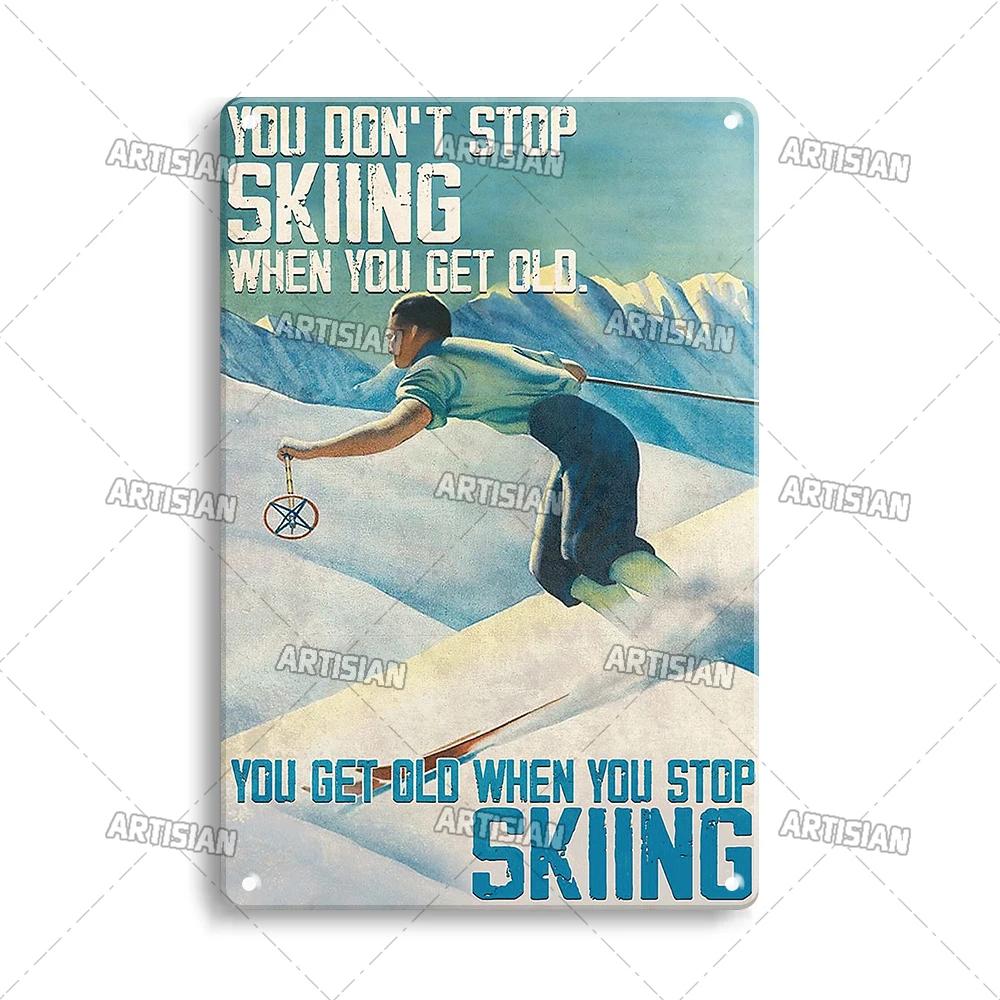 Металлическая табличка ArtisianSkiing Artisian Skiing - Спортивная жестяная табличка для сноуборда/санок, Декор стены гаража/бара