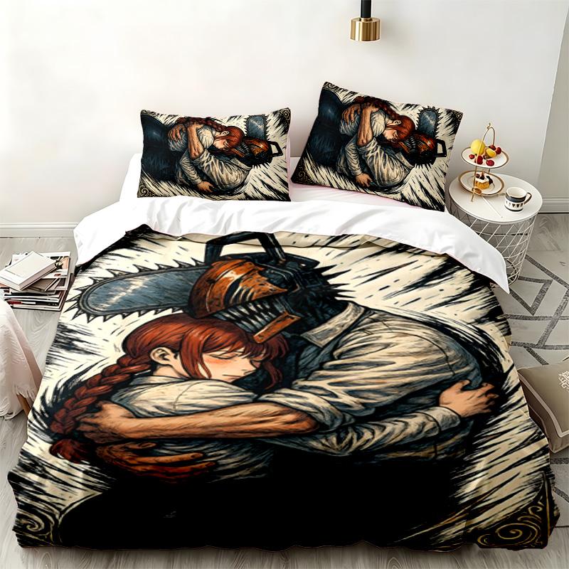 Chainsaw Man 3pc set Perfect for bedroom use Comfortable bedding set includes a duvet cover and two pillowcases Ideal birthday or Christmas gift