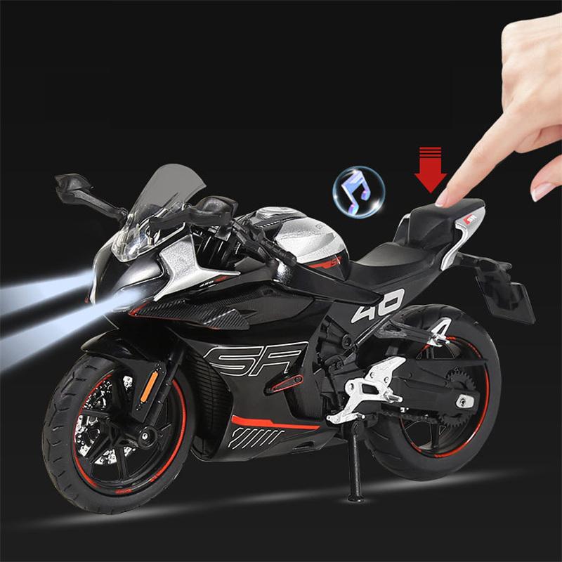 1/12 Cfmoto 450Sr Литой Металлический Модель Гоночного Мотоцикла Сплав Симуляция Металлическая Литая Модель Уличного Спортивного Мотоцикла Звук Свет Детская Игрушка Подарок