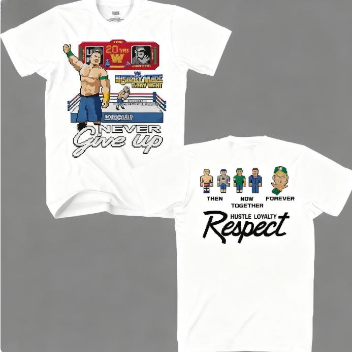 Новая футболка John Cena Then Now Forever 8 Bit для взрослых Мужская Женская Хлопковые Футболки Футболки с Круглым Вырезом Одежда с Принтом Дышащая Футболка