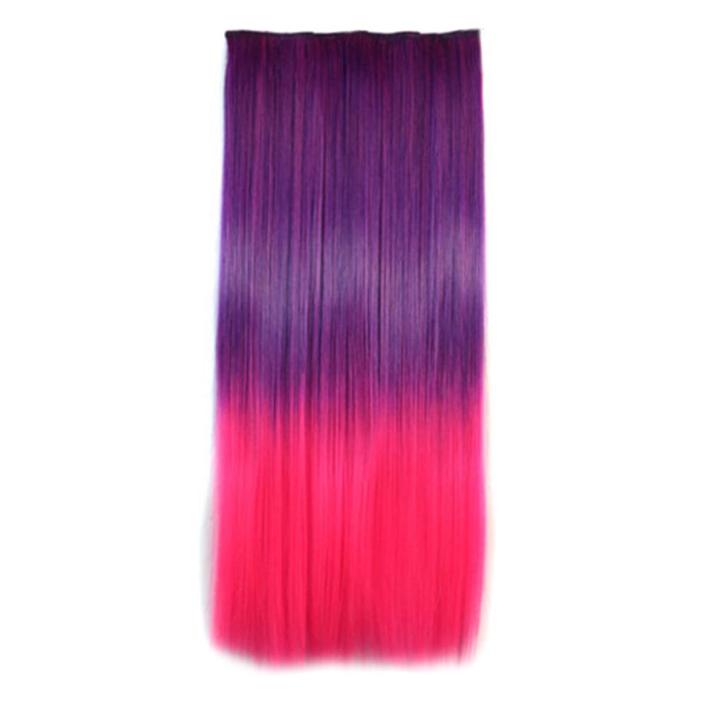 Colorful Straight Hair Extensions Rainbow Multi-Color Clip In Synthetic Long Hairpiece Party Highlights Clip In Hair Extensions