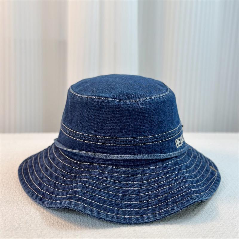 Женская джинсовая шляпа-ведро, однотонная летняя солнцезащитная шляпа с широкими полями, рыболовная кепка для путешествий на открытом воздухе, пляжа