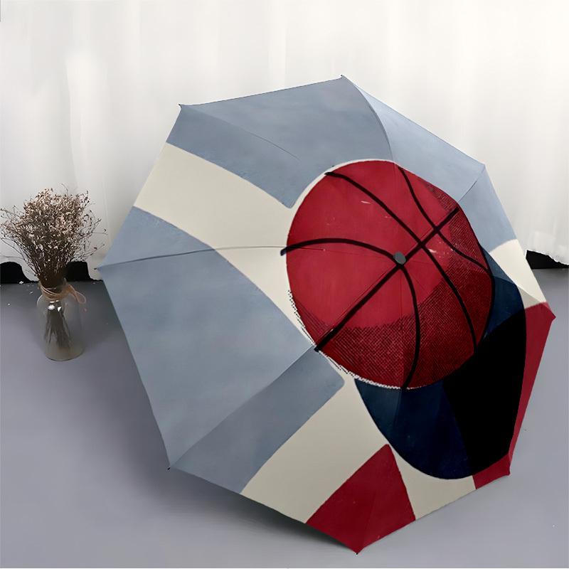 1pc Basketball Court Automatic Folding Umbrella - Compact 8-Rib Design, Durable Plastic & Iron, Lightweight for Outdoor Daily Use091
