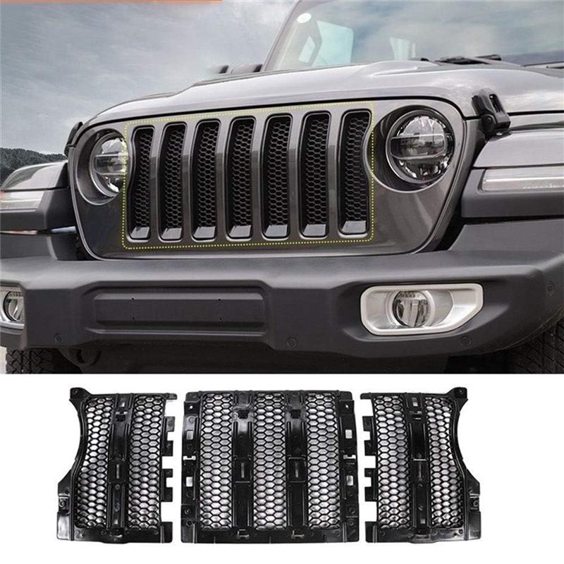 A03E-Для Jeep Wrangler JL JT Gladiator 2018-2024 Передняя решетка Радиаторная сетка Покрытие и т.д. Защитная сетка Аксессуары Детали