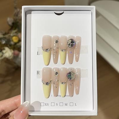 Летний кремовый желтый конфетный цвет французский блеск золотая фольга пайетки тонкая дрель цепочка носить доспехи