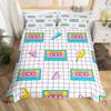 Cassette Tape Duvet Cover Twin Queen Vintage 80S 90S Memphis Comforter Cover Geometric Checkered Triangle Lightning Bedding Set