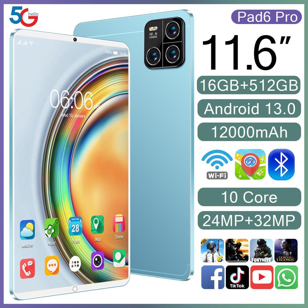 10-дюймовый Android-планшет Pad6 с Wi-Fi, двумя SIM-картами и слотом для карты