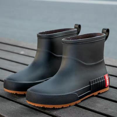 Короткие резиновые сапоги женские для улицы на плоской подошве нескользящие водонепроницаемые студенческие резиновые сапоги кухонные рабочие короткие резиновые сапоги