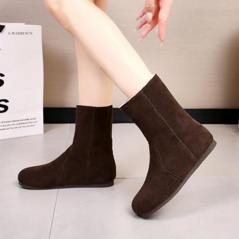 Женские ботильоны на плоской подошве с мехом, замшевые туфли, зимняя мода 2025 года, новые повседневные кроссовки-гладиаторы, короткие, плюшевые, теплые, для отдыха на свежем воздухе, зимние ботинки Mujer