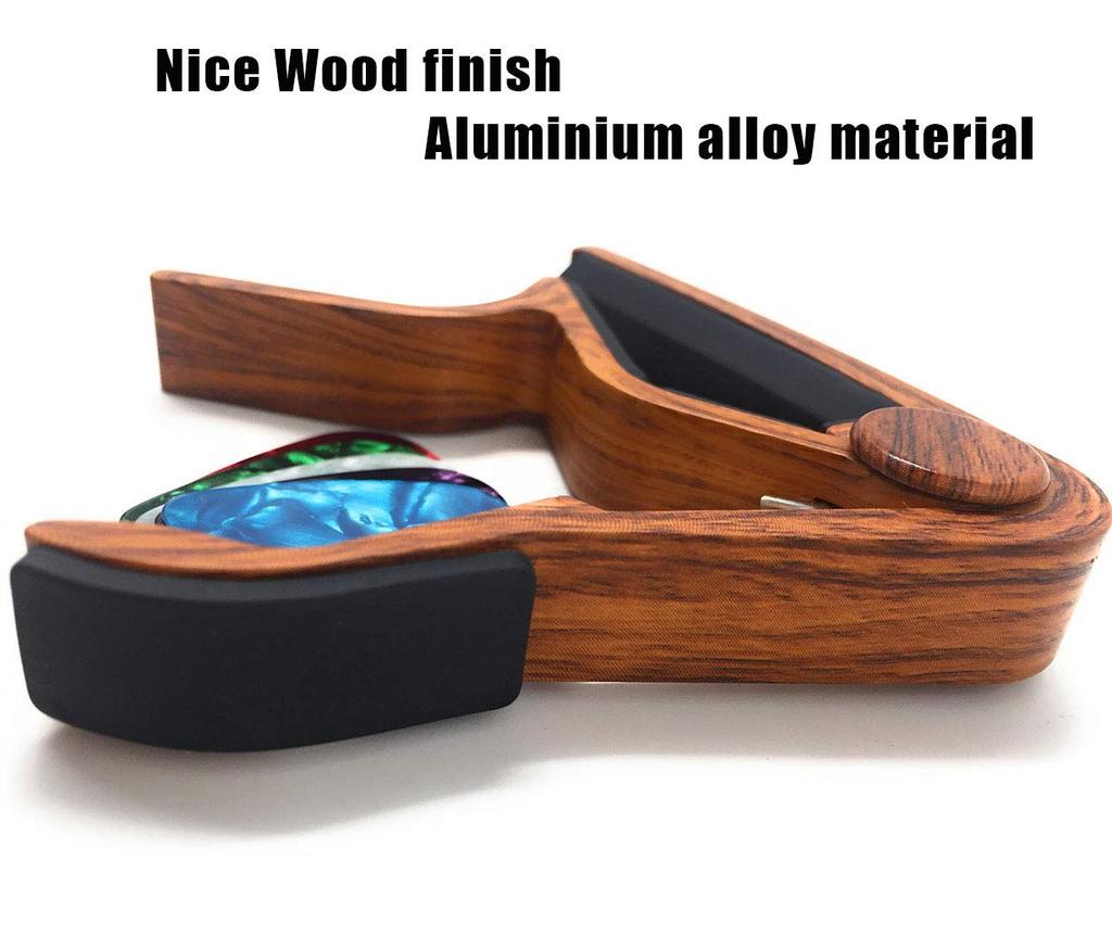 Miwayer Каподастр для акустических и электрогитар, цвет палисандра, с 5 медиаторами