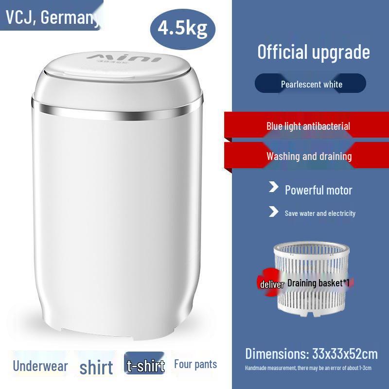 Компактная полуавтоматическая мини-стиральная машина с синим светом и функцией отжима