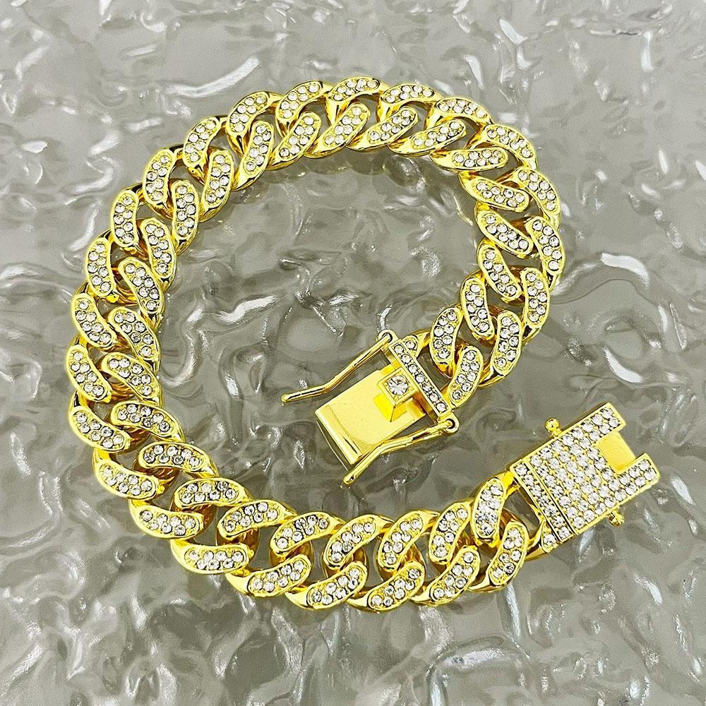 25Cm Bling Necklace Gold-Plated Cuban Chain Pet Collar For Cat Dog