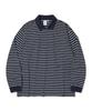 URBANDTYPE Paris Stripe Long Sleeve Polo Shirt_Dark Navy