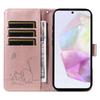 For Samsung Galaxy A36 5G Case Cat Pattern Imprint Leather Phone Cover with Wrist Strap