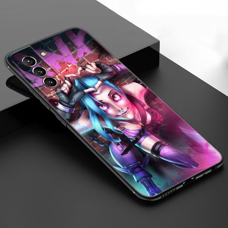 Arcane Jinx аниме черный силиконовый чехол для телефона Samsung Galaxy S23 S21 S20 FE S24 S22 Ultra S10E S10 S9 S8 Plus