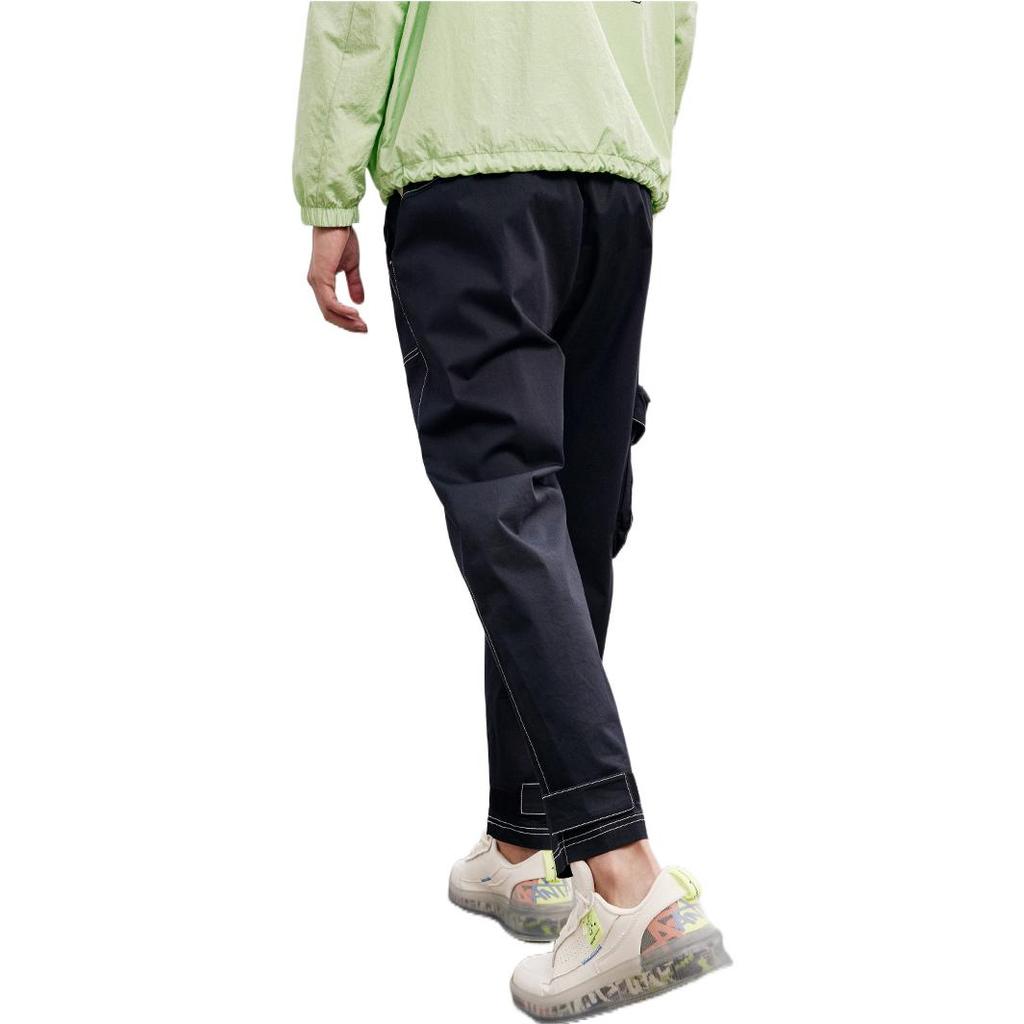 Anta SS22 Свободные повседневные однотонные укороченные спортивные штаны с эластичным подолом, мужские брюки, черные 152238505-2