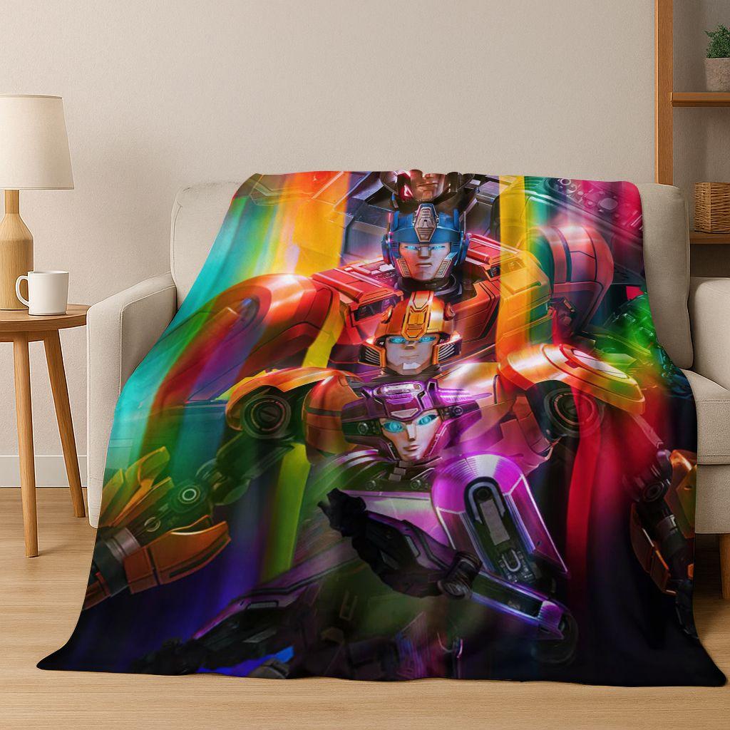 Cartoon T-Transformers Autobots Optimus Prime Flannel Blanket,Warm and Cozy Soft Throw Blanket for Home Bedroom Bed Sofa Cover