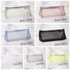 Retro Color Mesh Pencil Case Nylon Zipper Stationery Bag Simple Transparent Bills Bag  Pencil Bag