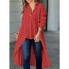 Осенняя женская рубашка больших размеров с длинным рукавом, однотонная, свободная, с лацканами