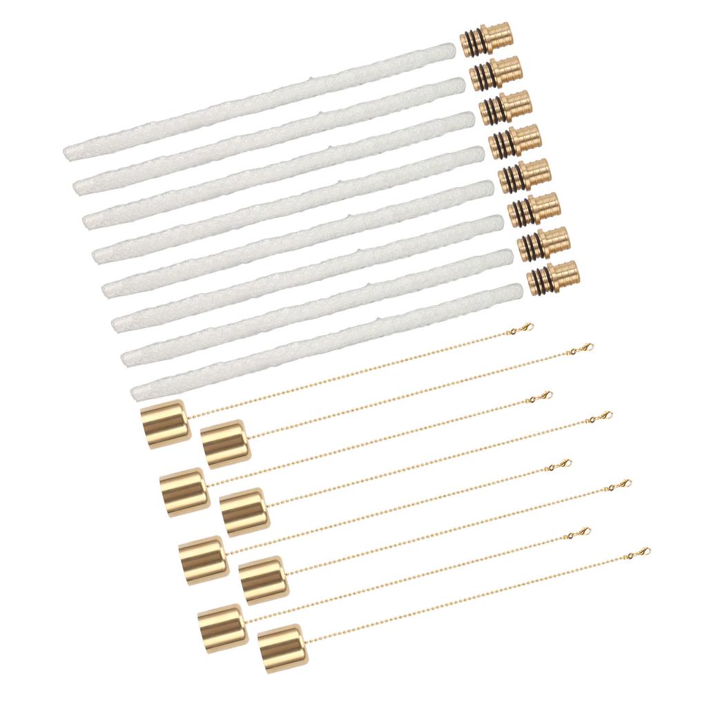 8Pack Wine Bottle Torch Kit Long Life Torch Wicks Brass Fire Wick Holders Caps Wine Bottle Torch