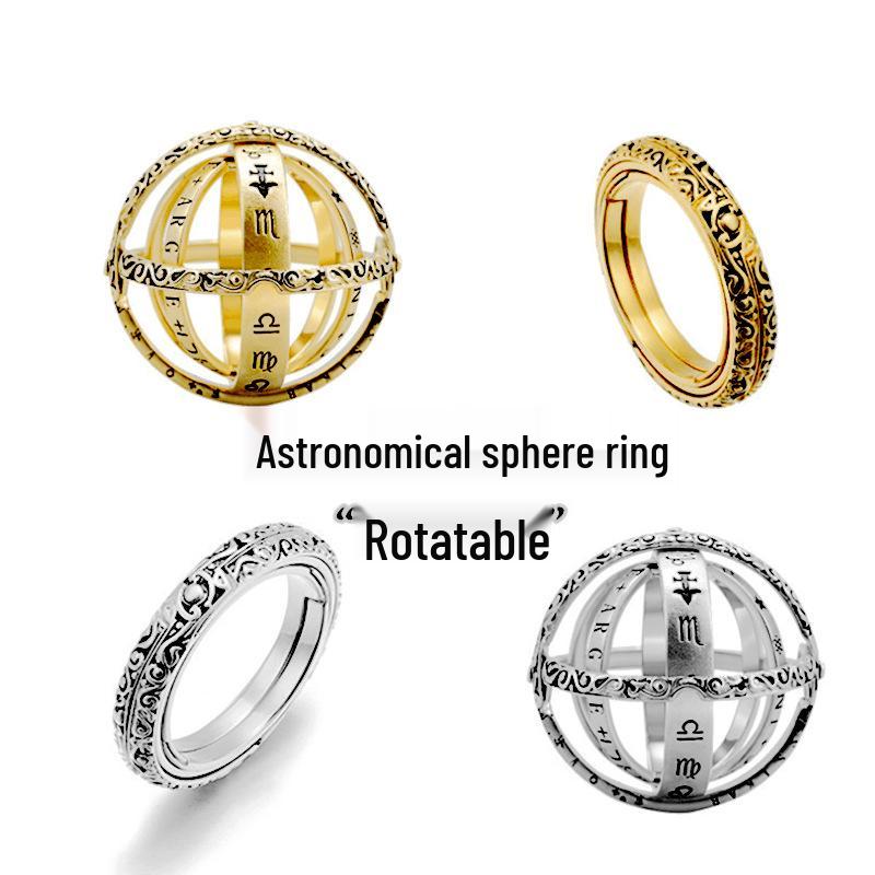 Vintage Rotating Astronomical Ball Ring - European & American Couple Jewelry