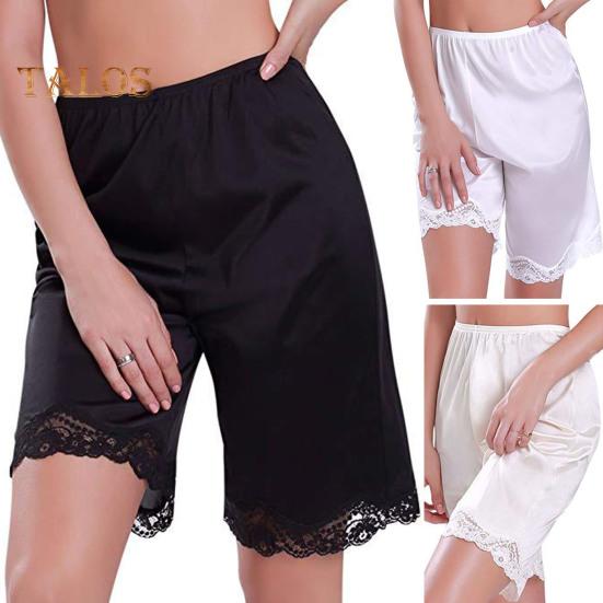 Women Shorts Elastic High Waist Summer Bottom Shorts Solid Color Lace Trim Silky Shorts Loose Fit Casual Vacation Shorts