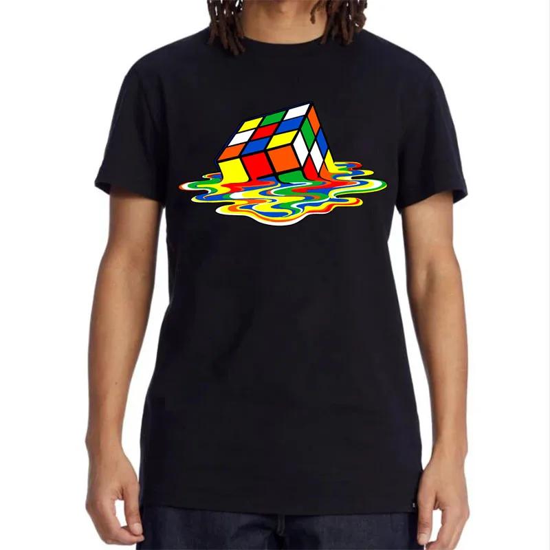 Летняя мужская футболка Высокое качество 100% хлопок Печать «Волшебный квадрат» Круглый вырез для мужчин Футболки Повседневные Крутые Хип-хоп Короткий рукав Топы