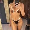 Новый сексуальный бикини с вырезом на высокой ноге и завязками на шее Женский купальник Женская пляжная одежда Комплект из двух предметов Бикини С наполнителем Купальник Купальник