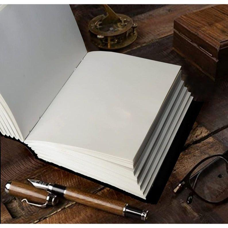 Кожаный журнал с тиснением в виде пентаграммы, кожаный журнал ручной работы, чистый кожаный блокнот, кожаный гримуар, кожаный альбом для рисования «Пентаграмма»